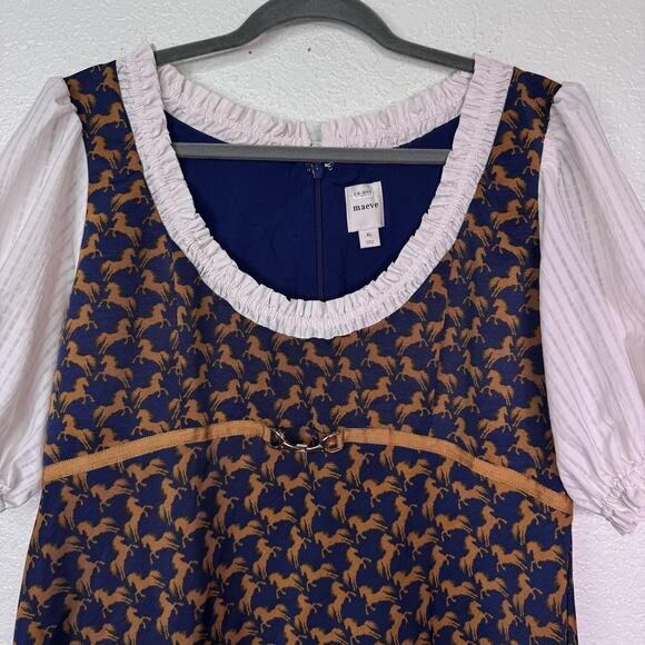 Maeve Dress Women XL Horse Bit Puff Sleeve Mini Western Equestrian Derby Anthro - Picture 5 of 14